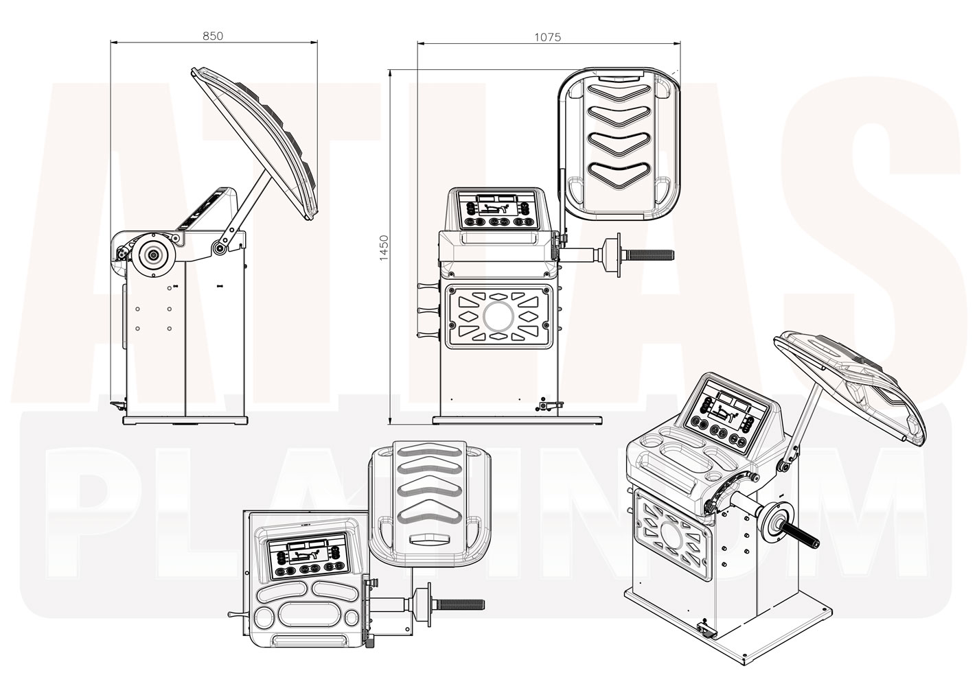 Atlas Platinum PWB50 Wheel Balancer Dimensions